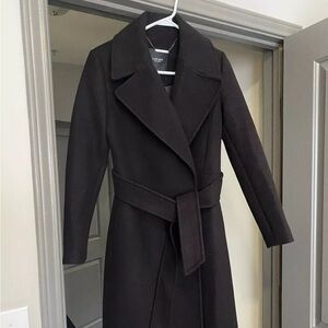 Black long formal wrap winter coat